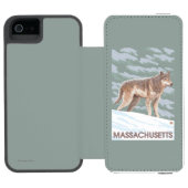 MassachusettsWolf Szene Incipio iPhone Geldbeutel-Hülle (Folio Geöffnet)