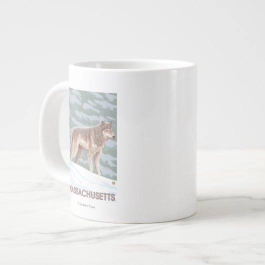 MassachusettsWolfszene Jumbo-Tasse (Vorderseite Links)