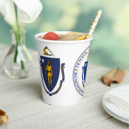 Massachusite Flag & Seal, Flag of Massachusetts Pappbecher