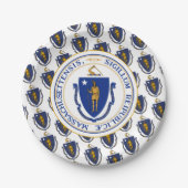 Massachusite Flag & Seal, Massachusetts Pappteller (Vorderseite)