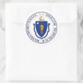 Massachusite Siegel, Siegel von Massachusetts Aufk Runder Aufkleber (Tasche)