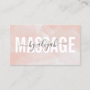 Massage Bold Typografy Blush Pink Wasserfarbe Visitenkarte