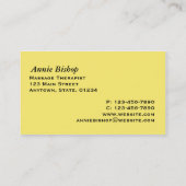 Massage-Chiropraktor-Geschäfts-Karten-Gelb Visitenkarte (Rückseite)