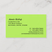 Massage-Chiropraktor-Geschäfts-Karten-Grün Visitenkarte (Rückseite)