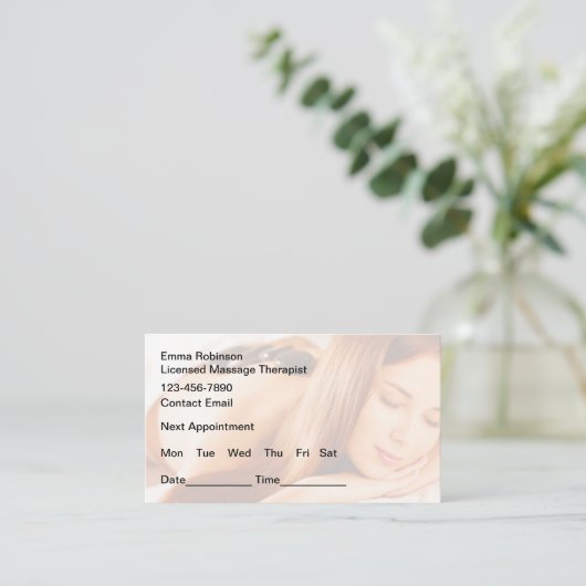 Massage Client Termin Erinnerung Business Cards (Stehend Vorderseite)