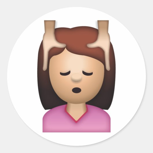 Massage für Frauen im Gesicht - Emoji Runder Aufkleber (Vorderseite)
