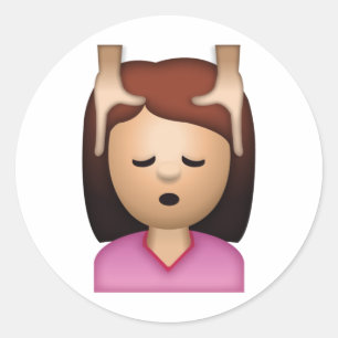 Massage für Frauen im Gesicht - Emoji Runder Aufkleber