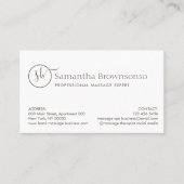 Massage für Minimalistisches Foto Visitenkarte (Vorderseite)