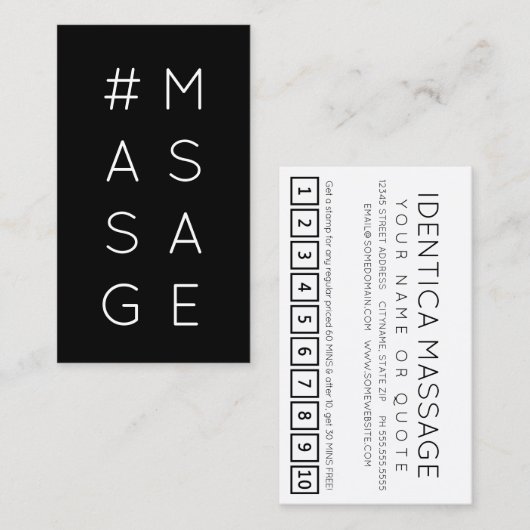 #MASSAGE Hashtag Loyalitätskarte Treuekarte (Vorne/Hinten)
