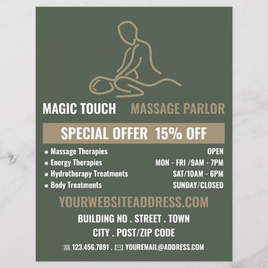 Massage-Logo, Massagetherapie, Massage-Raum Flyer (Vorne)