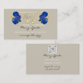 Massage Reflexologie Glitzer Hands Gold QRCode Blu Visitenkarte (Vorne/Hinten)