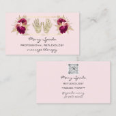 Massage Reflexologie Reiki Hands Gold QRCode Flora Visitenkarte (Vorne/Hinten)