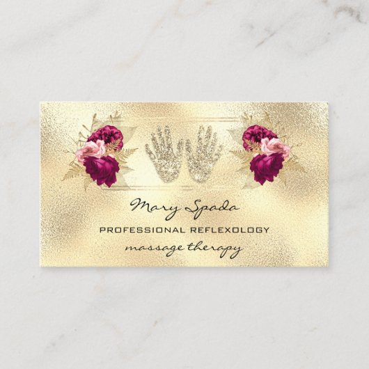 Massage Reflexologie Reiki Hands Gold QRCode Wreat Visitenkarte (Vorderseite)