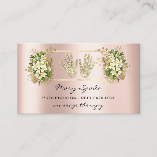 Massage Reflexologie Reiki Hands Rose Gold QR Code Visitenkarte (Vorderseite)