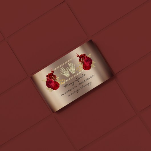Massage Reflexologie Reiki Hands Rose Gold QR Code Visitenkarte