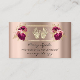 Massage Reflexologie Reiki Hands Rose Gold QR Logo Visitenkarte