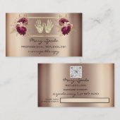 Massage Reflexologie Reiki Hands Rose Gold QR Logo Visitenkarte (Vorne/Hinten)