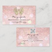 Massage Reflexologie Reiki Hands Rose Gold QR Logo Visitenkarte (Vorne/Hinten)