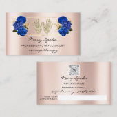 Massage Reflexologie Reiki Hands Rose Gold QR Roya Visitenkarte (Vorne/Hinten)