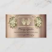Massage Reflexologie Reiki Hands Rose Gold QRFlora Visitenkarte (Vorderseite)