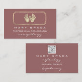 Massage Reflexology Glitzer Hands Gold QRCode Rose Visitenkarte (Vorne/Hinten)