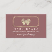 Massage Reflexology Glitzer Hands Gold QRCode Rose Visitenkarte (Vorderseite)