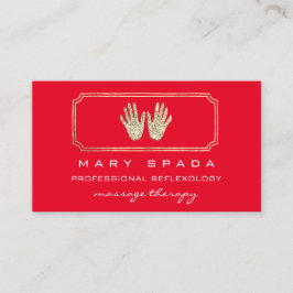 Massage Reflexology Glitzer Hands Red Gold QR Visitenkarte