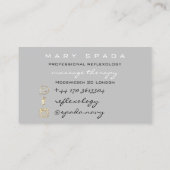 Massage Reflexology Glitzer Hands Reiki Gray Gold Visitenkarte (Rückseite)