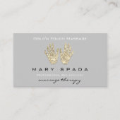 Massage Reflexology Glitzer Hands Reiki Gray Gold Visitenkarte (Vorderseite)