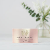 Massage Reflexology Glitzer Hands Rose Gold Visitenkarte (Stehend Vorderseite)