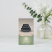 Massage-Steine auf hölzernem Visitenkarte (Stehend Vorderseite)