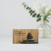 Massage-Steine und Holz Terminkarte (Stehend Vorderseite)