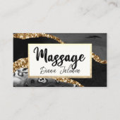 Massage Termin Erinnerung Gold Schwarzer Marmor Visitenkarte (Vorderseite)
