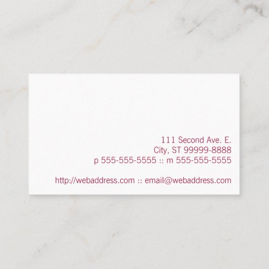 Massage-Text auf grauem Damast Visitenkarte (Rückseite)