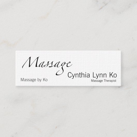 Massage-Text mit AMTA Mini Visitenkarte (Vorderseite)