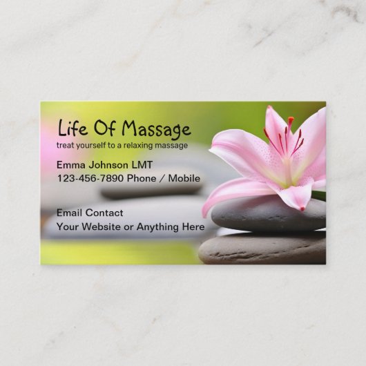 Massage Theme Business Cards Zen Design Visitenkarte (Vorderseite)