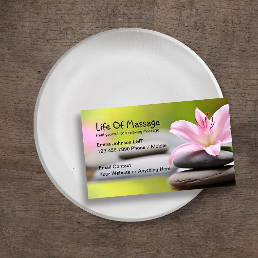 Massage Theme Business Cards Zen Design Visitenkarte