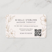 Massage-Therapeut Blumen QR-Code Professional Visitenkarte (Rückseite)