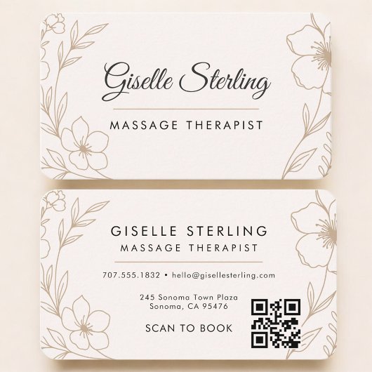 Massage-Therapeut Blumen QR-Code Professional Visitenkarte