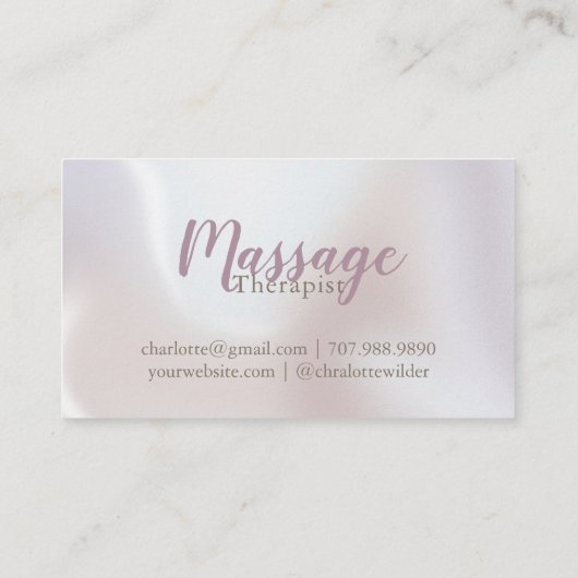 Massage Therapeut Blush Pink Script Visitenkarte (Rückseite)