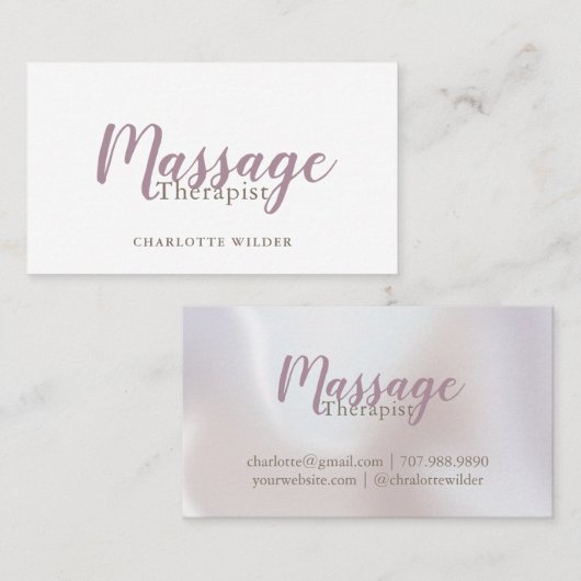 Massage Therapeut Blush Pink Script Visitenkarte (Vorne/Hinten)