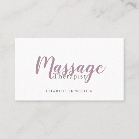 Massage Therapeut Blush Pink Script Visitenkarte (Vorderseite)