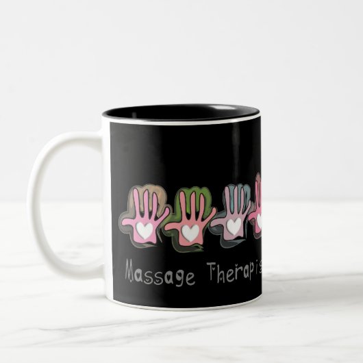 Massage-Therapeut-'Hand" Entwurfs-Geschenke Zweifarbige Tasse (Links)