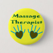 Massage-Therapeut-Herz übergibt Geschenke Button (Vorderseite)