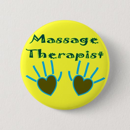 Massage-Therapeut-Herz übergibt Geschenke Button (Vorderseite)