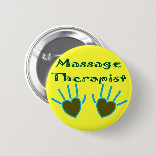 Massage-Therapeut-Herz übergibt Geschenke Button (Vorne & Hinten)