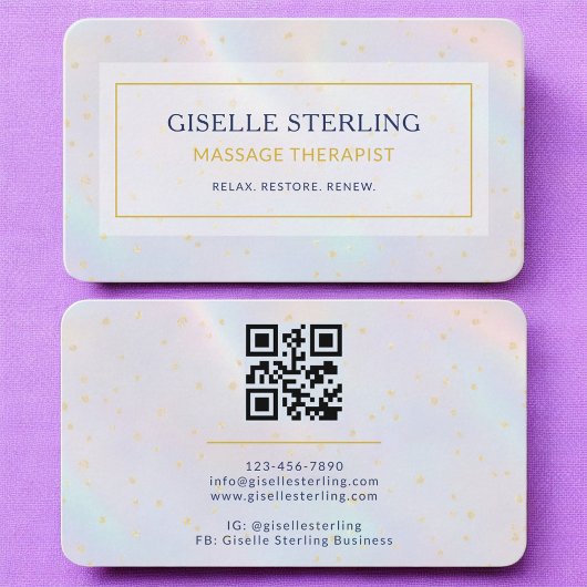 Massage-Therapeut Holografischer QR-Code Visitenkarte