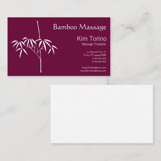 Massage-Therapeut-Japaner-Bambus Visitenkarte (Vorne/Hinten)
