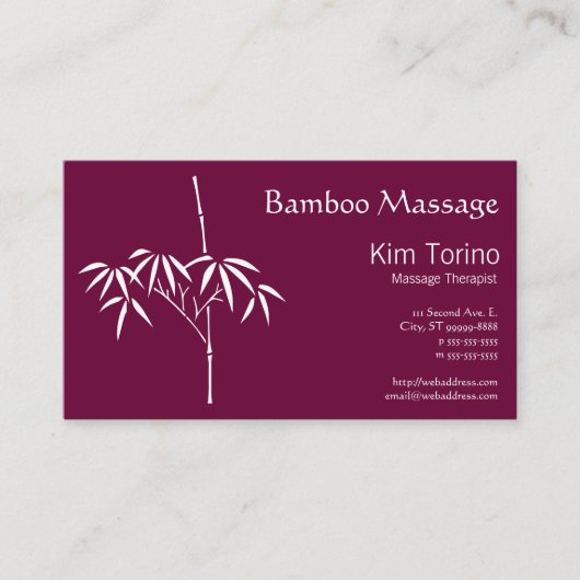 Massage-Therapeut-Japaner-Bambus Visitenkarte (Vorderseite)