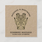Massage Therapeut Körperarbeit Mehndi Henna Kraft Quadratische Visitenkarte (Vorderseite)